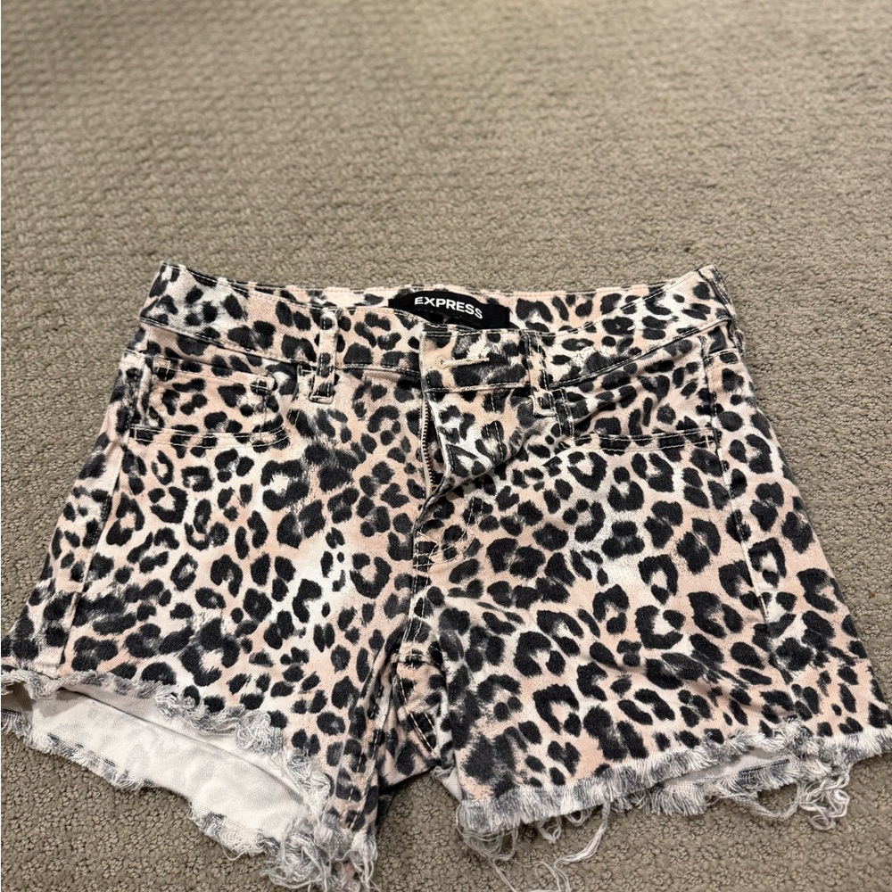 Express Animal Print Jean Shorts